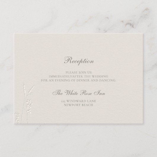 Imitate mit Embossed Wildblume Classic Empfang Hoc Begleitkarte (Vorderseite)