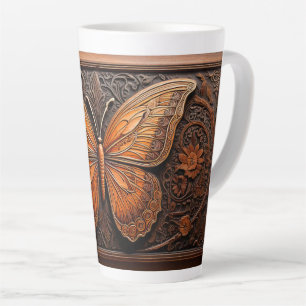 Imitate mit Embossed Wood Butterfly, Paisley und B Milchtasse