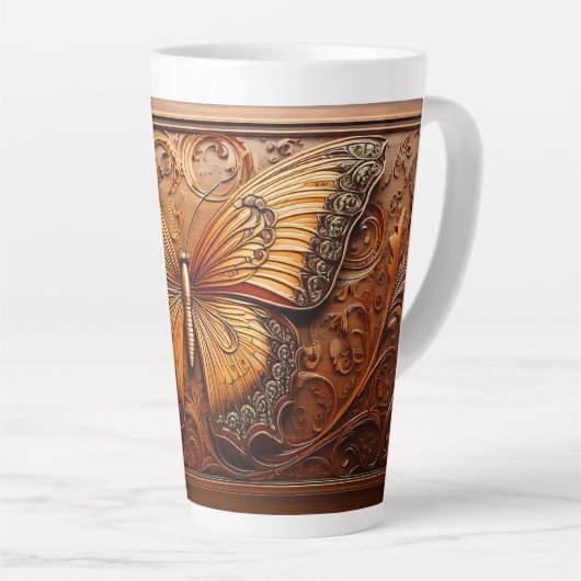 Imitate mit Embossed Wood Butterfly, Paisley und B Milchtasse (Rechte Ecke)