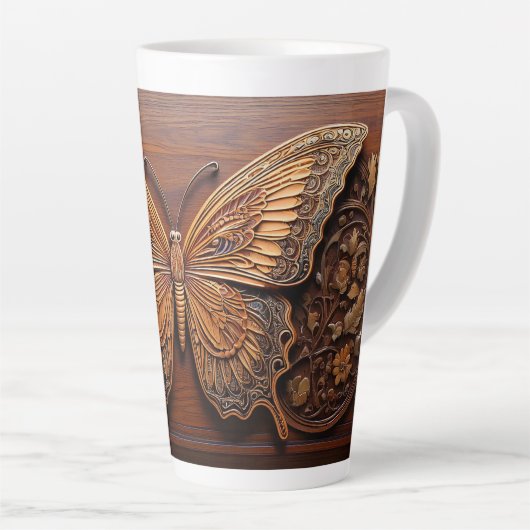 Imitate mit Embossed Wood Butterfly, Paisley und B Milchtasse (Rechte Ecke)