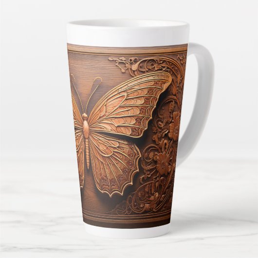 Imitate mit Embossed Wood Butterfly, Paisley und B Milchtasse (Rechte Ecke)