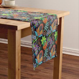 Imitate mit farbenfrohen Blumenmotiven Glasperlen Kurzer Tischläufer