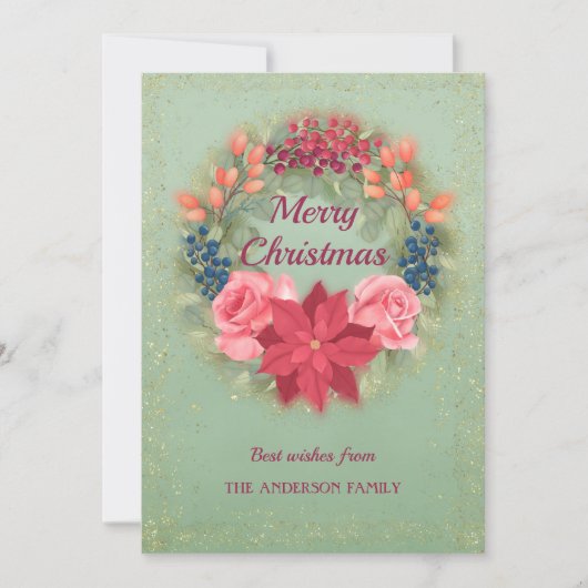 Imitate mit floralen Aquarellen Glitzer Ankündigung (Vorderseite)