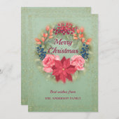 Imitate mit floralen Aquarellen Glitzer Ankündigung (Vorne/Hinten)