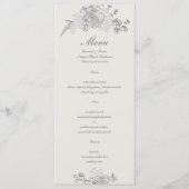 Imitate mit gehobener Peony Classic feierliche Ecr Menükarte (Vorderseite)
