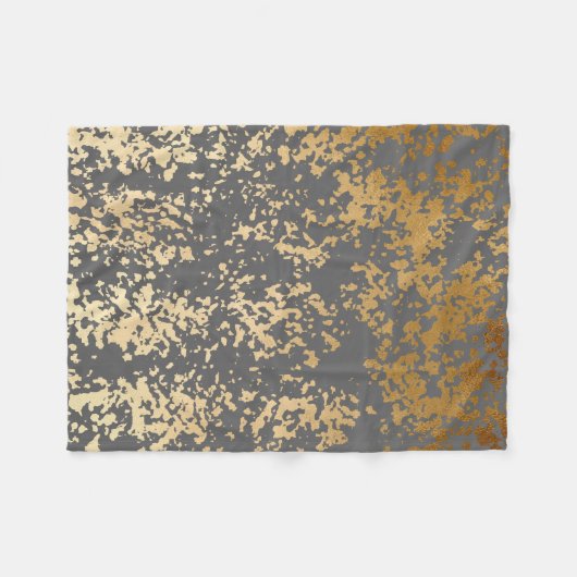 Imitate mit goldfarbenen und grauen Pinselstrichen Fleecedecke (Vorderseite (Horizontal))