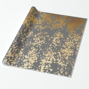 Imitate mit goldfarbenen und grauen Pinselstrichen Geschenkpapier