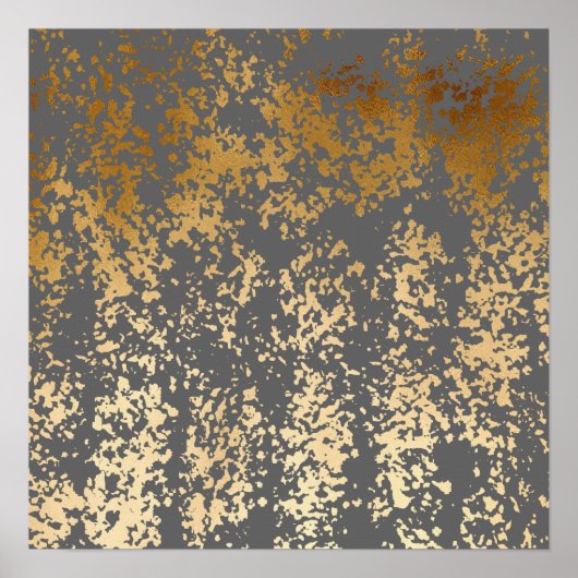 Imitate mit goldfarbenen und grauen Pinselstrichen Poster (Vorne)