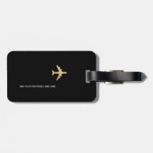 Imitate mit Goldflugzeug für Reisen in Schwarz Gepäckanhänger (Rückseite horizontal)