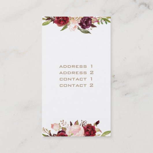 Imitate mit Goldfolie und Blume Visitenkarte (Rückseite)