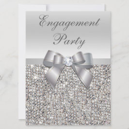 Imitate mit großer Engagement Silver Sequins Bow Einladung