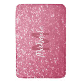 Imitate mit hellrosa Rose Glitzer Monogram Badematte (Vorderseite Vertikal)