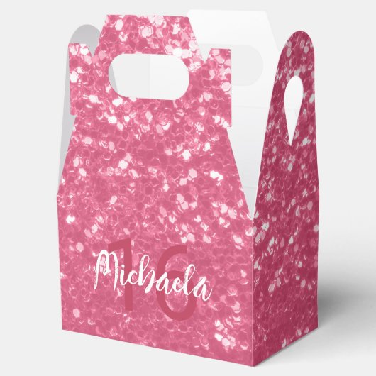 Imitate mit hellrosa Rose Glitzer Monogram Geschenkschachtel (Geöffnet)