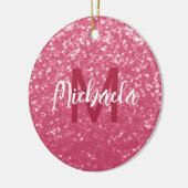 Imitate mit hellrosa Rose Glitzer Monogram Keramik Ornament (Links)