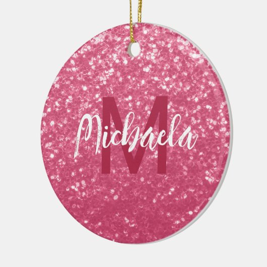 Imitate mit hellrosa Rose Glitzer Monogram Keramik Ornament (Links)