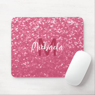 Imitate mit hellrosa Rose Glitzer Monogram Mousepad