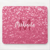 Imitate mit hellrosa Rose Glitzer Monogram Mousepad (Vorne)