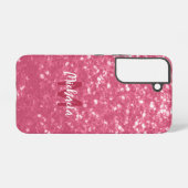 Imitate mit hellrosa Rose Glitzer Monogram Samsung Galaxy Hülle (Rückseite (Horizontal))