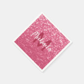 Imitate mit hellrosa Rose Glitzer Monogram Serviette (Ecke)