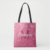 Imitate mit hellrosa Rose Glitzer Monogram Tasche (Vorderseite)