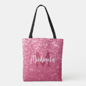 Imitate mit hellrosa Rose Glitzer Monogram Tasche (Rückseite)