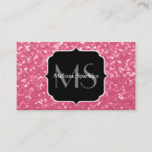 Imitate mit hellrosa Rose Glitzer Monogram Visitenkarte (Vorderseite)