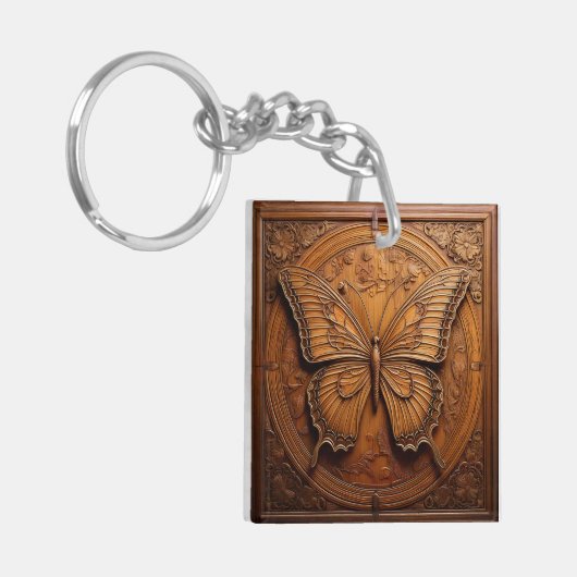 Imitate mit Holzschmetterling Schlüsselanhänger (Vorderseite links)