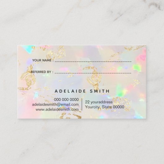 Imitate mit irisierender Opal-Textur siehe Referen Visitenkarte (Rückseite)