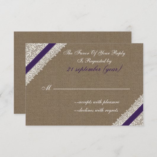 IMITATE mit lila uAwg 3,5 x 5 RSVP Karte (Vorne/Hinten)