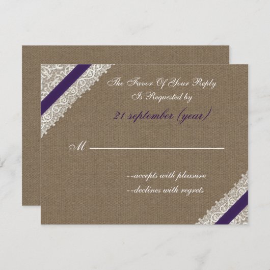 IMITATE mit lila uAwg RSVP Karte (Vorne/Hinten)