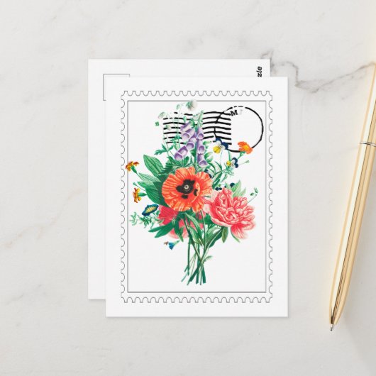 Imitate mit mehreren Blume bedrucken Postkarte (Vorderseite/Rückseite Beispiel)