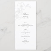 Imitate mit Orchid Classic Calligraphy Wedding Menükarte (Vorderseite)