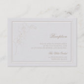 Imitate mit Orchideenrahmen Elfenbeinturm Hochzeit Begleitkarte (Vorderseite)