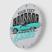Imitate mit personalisiertem Namen Neon 50's Class Große Wanduhr (Winkel)