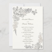 Imitate mit Prägung von Peony Chic Frame Calligrap Einladung (Vorderseite)