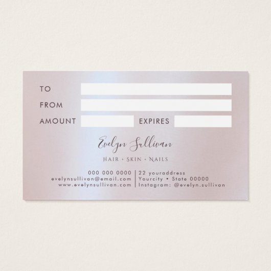 Imitate mit riesenrosa Glitzer Geschenkkarte (Rückseite)