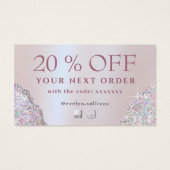 Imitate mit rosa Glitzer-Folie Discount-Karte (Rückseite)