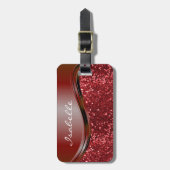 Imitate mit rotem Namen Glitzer Blindfarben Person Gepäckanhänger (Vorderseite vertikal)