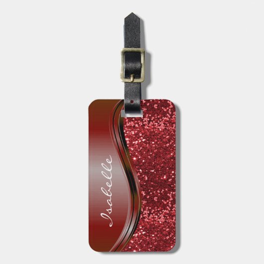 Imitate mit rotem Namen Glitzer Blindfarben Person Gepäckanhänger (Vorderseite vertikal)