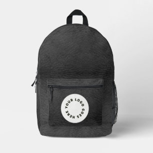 Imitate mit schwarzem Leder und Logo Bedruckter Rucksack
