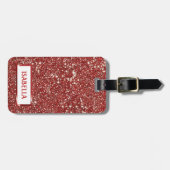 Imitate mit Textur aus rotem Glitzer Gepäckanhänger (Vorderseite horizontal)