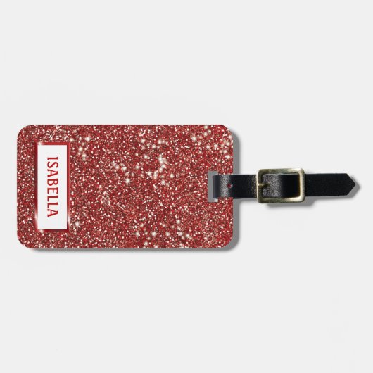 Imitate mit Textur aus rotem Glitzer Gepäckanhänger (Vorderseite horizontal)