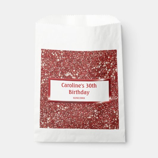 Imitate mit Textur aus rotem Glitzer Geschenktütchen (Vorderseite)