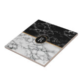Imitate Monogram Trendy Schwarz-weiß Marble Fliese (Seite)