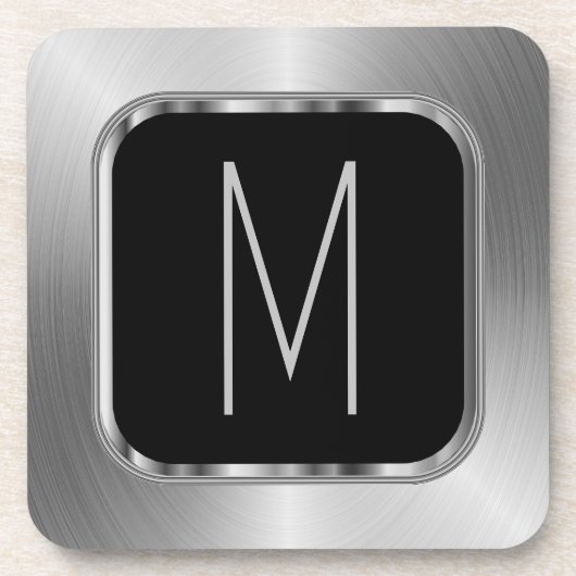 Imitate Monogramm aus rostfreiem Stahl Getränkeuntersetzer (Vorderseite)