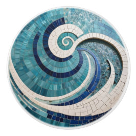 Imitate Mosaik Aqua Blau Wellenender Ozean Keramikknauf