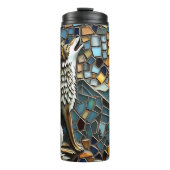 Imitate Mosaik Tile Wolf Howling am Mond Thermosbecher (Vorderseite)