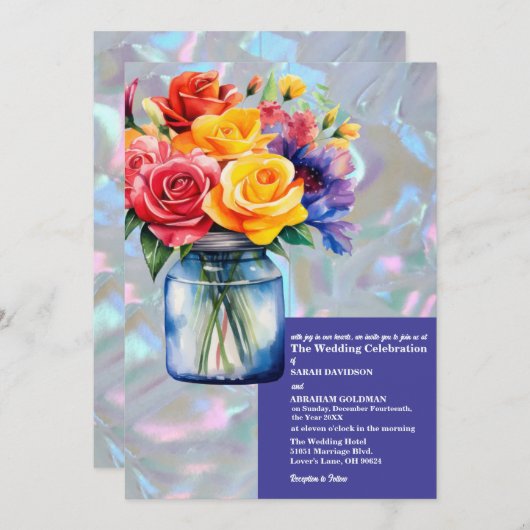 Imitate Mutter Perle-Iridescent-Hochzeit Einladung (Vorne/Hinten)