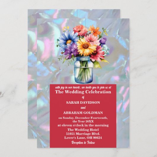 Imitate Mutter Perle-Iridescent-Hochzeit Einladung (Vorne/Hinten)