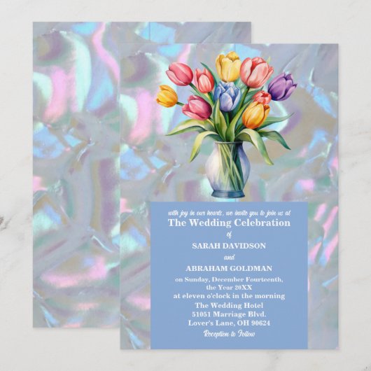 Imitate Mutter Perle-Iridescent-Hochzeit Einladung (Vorne/Hinten)